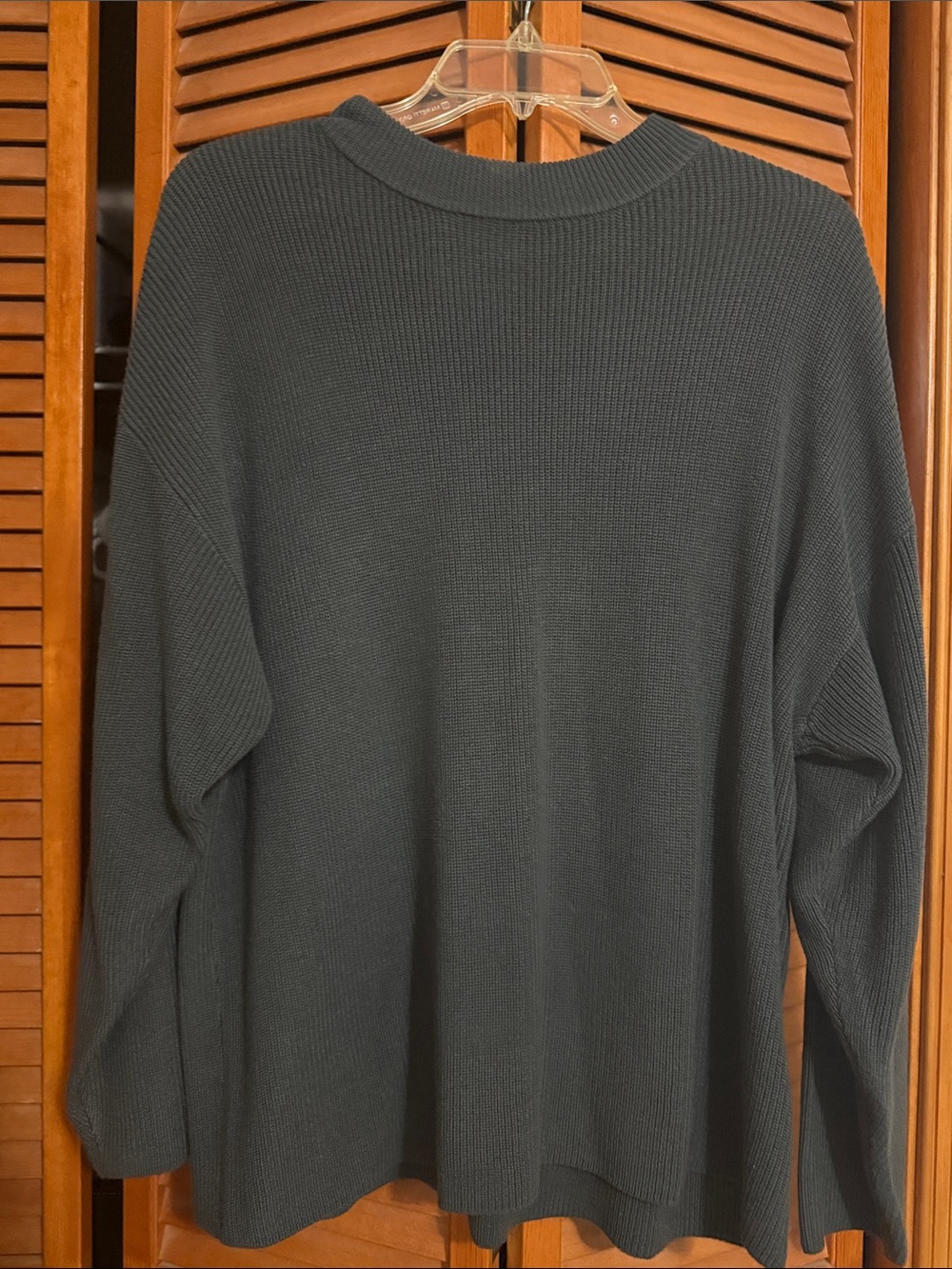 Relaxed Crewneck Rib-Knit Sweater in Dark Charcoal